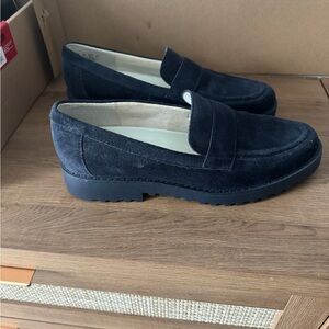 Franco Sarto Navy Suede Loafers